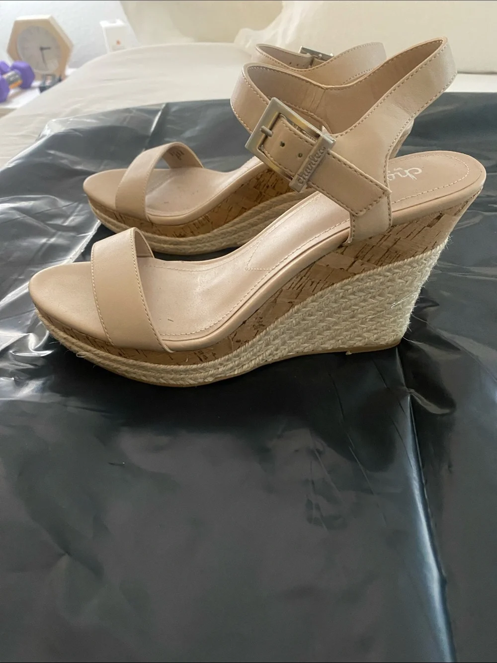 Charles By Charles David Tan Espadrille Wedge Sandals with Ankle Strap